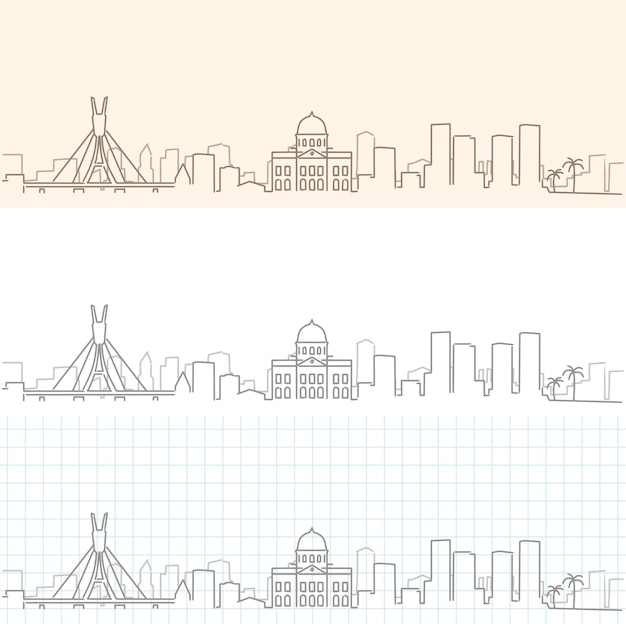 Vector recife hand drawn profile skyline