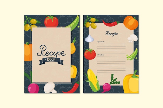 Recipe book cooking food recipe cover for a recipe blank pages cookbook vector