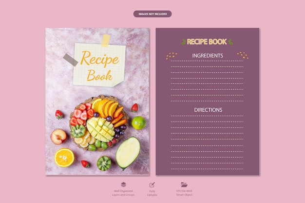 Vector recipe book cooking food recipe cover for a recipe blank pages cookbook vector