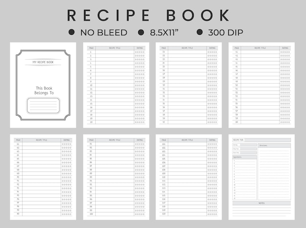 Vector recipe book journal logbook, recipe notebook.