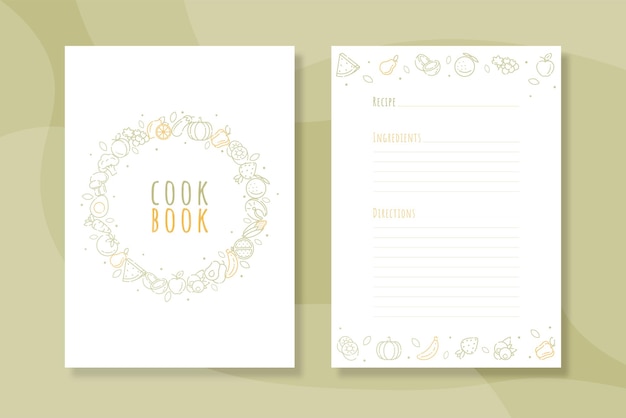 Recipe book and list template vector illustrator