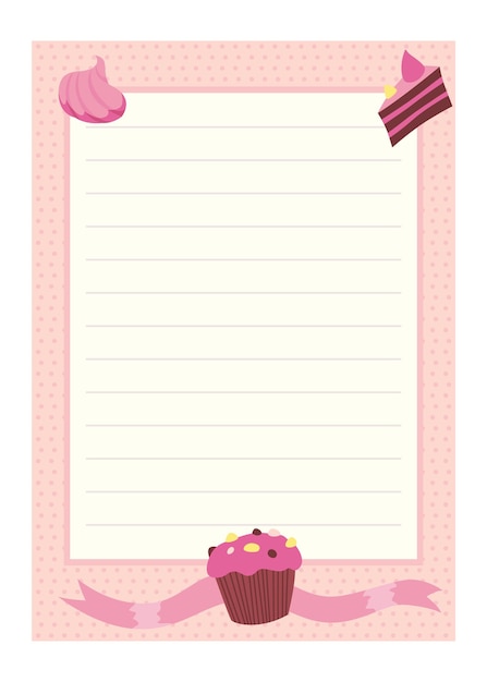 Recipe card cooking card template culinary notes and sticker with cute ingredients menu note template