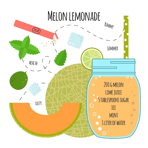 Vector recipe melon lemonade