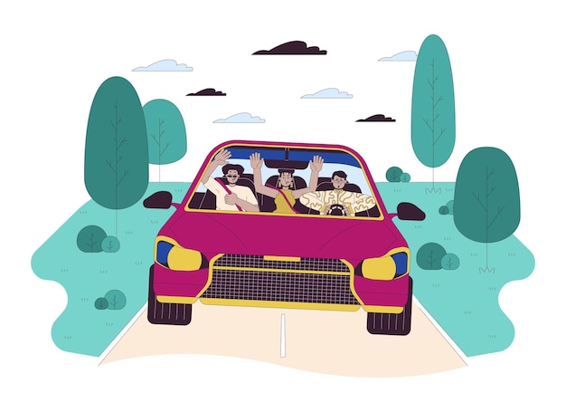 Reckless driving line cartoon flat illustration