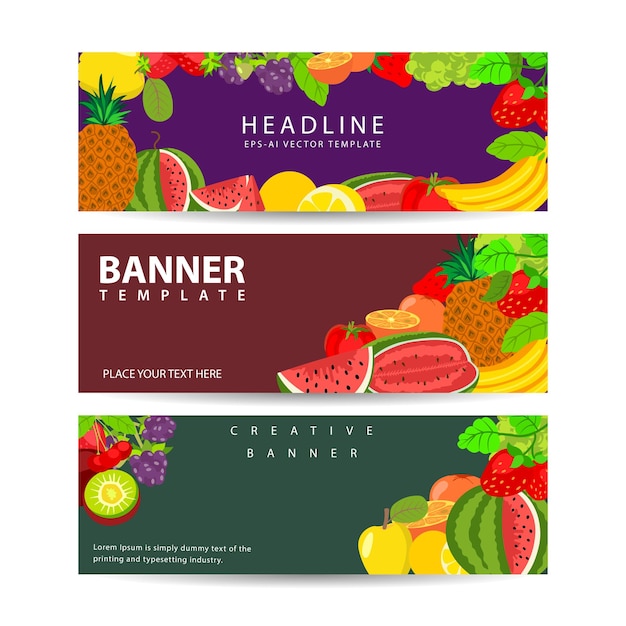 Vector reclamebanner met vers fruit gezonde voeding illustratie