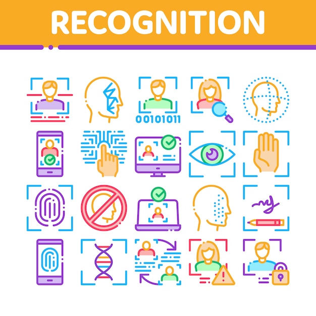 Recognition Collection Elements Icons Set