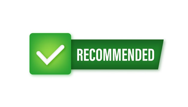 Recommend icon. white label recommended on green background. vector illustration.