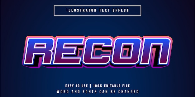 Vector recon editable text effect font