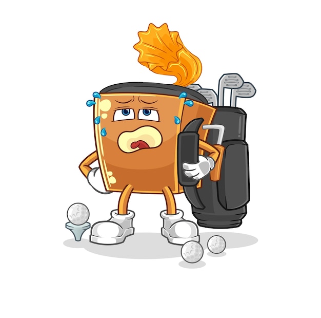 Vector record player with golf equipment cartoon mascot vector