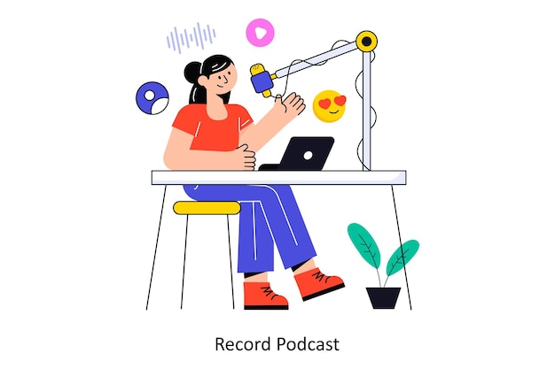 Record Podcast Flat Style Design Vector illustration Stock illustration