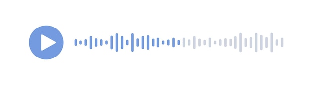 음성 녹음 플레이어 재생 버튼이 있는 모바일 메신저 앱 음성 인터페이스 오디오 채팅 음파 라인