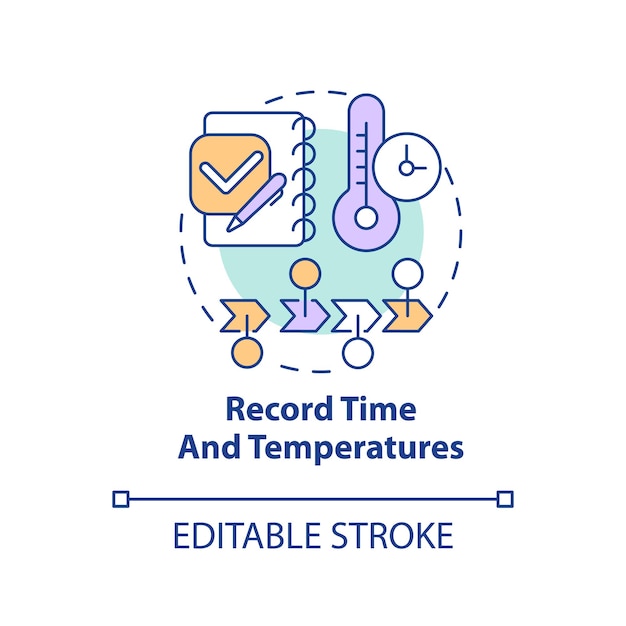 Значок концепции времени и температуры записи