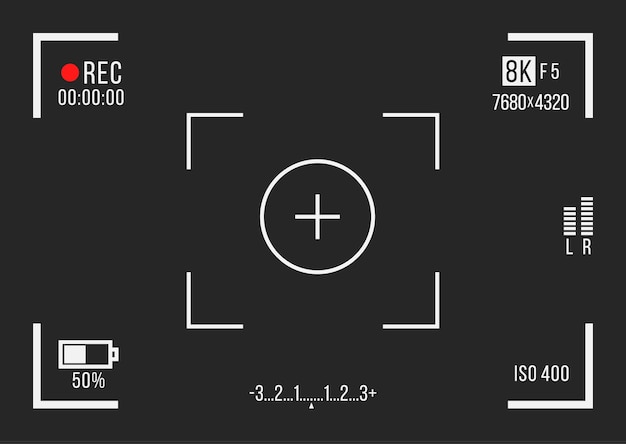 Recorder cam display rec zoekers scherm voor filmopname preview vector