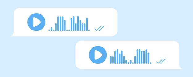 Recording of audio message template Dialogue with audio records in speech bubbles Vector