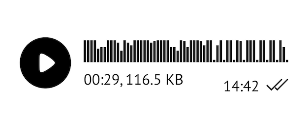 Запись элемента пользовательского интерфейса шаблона аудиосообщения аудиозаписи для смартфонов Векторная иллюстрация