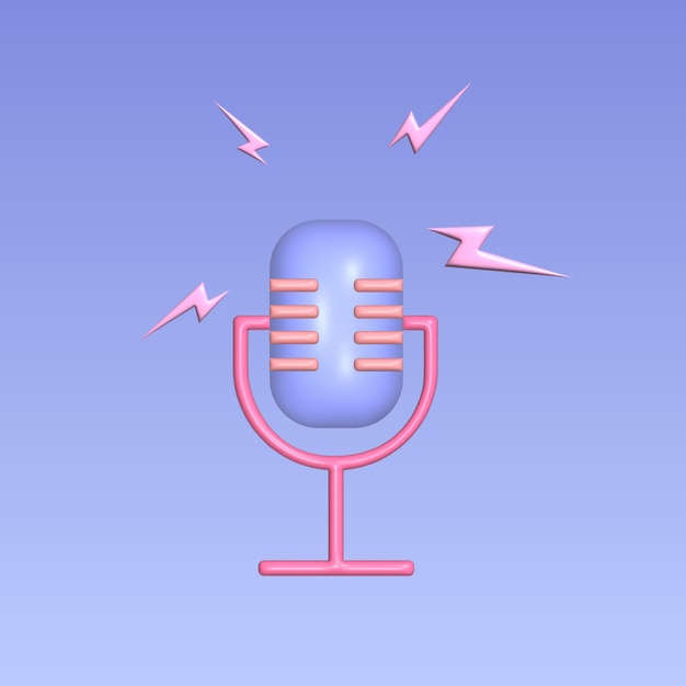 Recording audio podcast or online show concept realistic 3d object cartoon style vector colorful