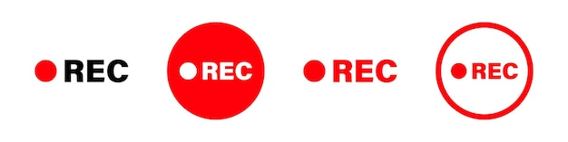 Vettore icone vettoriali di registrazione. simbolo di registrazione video. insieme dell'icona di registrazione