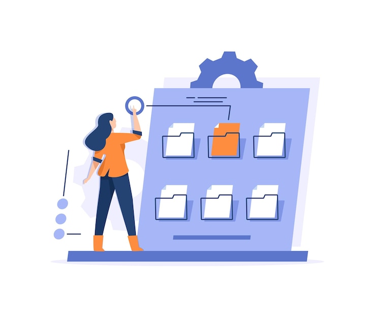 Vector records management abstract conceptelectronic records keeping enterprise information files
