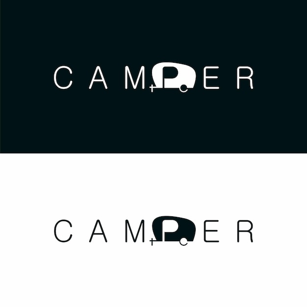 recreational vehicle or adventure and camper trailer logo template