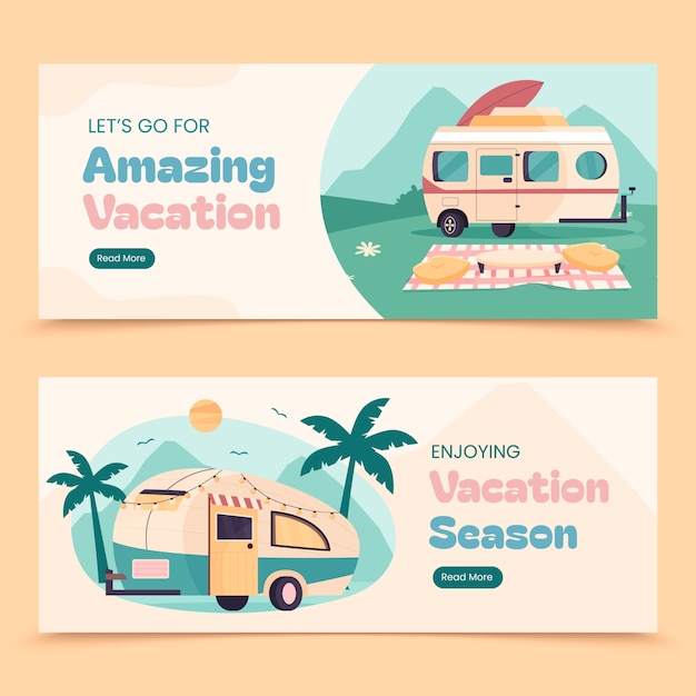 Recreational vehicle banners in flat design