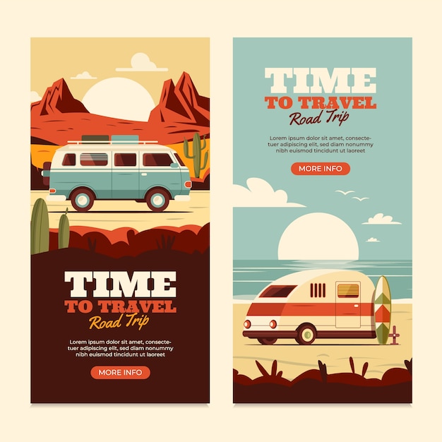 Vector recreational vehicles banners in flat design