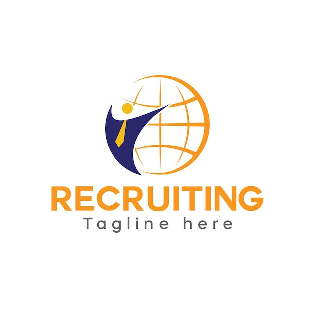 recruiting logo design human icon with globe