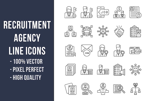 Recruitment Agency Line Icons