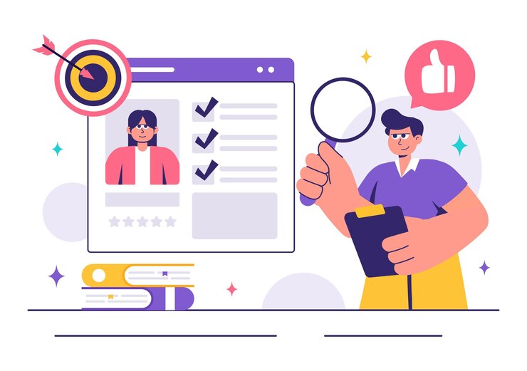 Vector recruitment agency vector illustration featuring managers selecting candidates employee for various job positions or other organizations