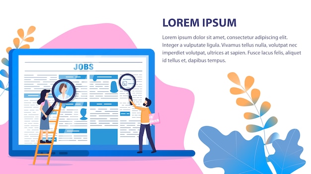 Recruitment Article Man Woman use Magnifying Glass