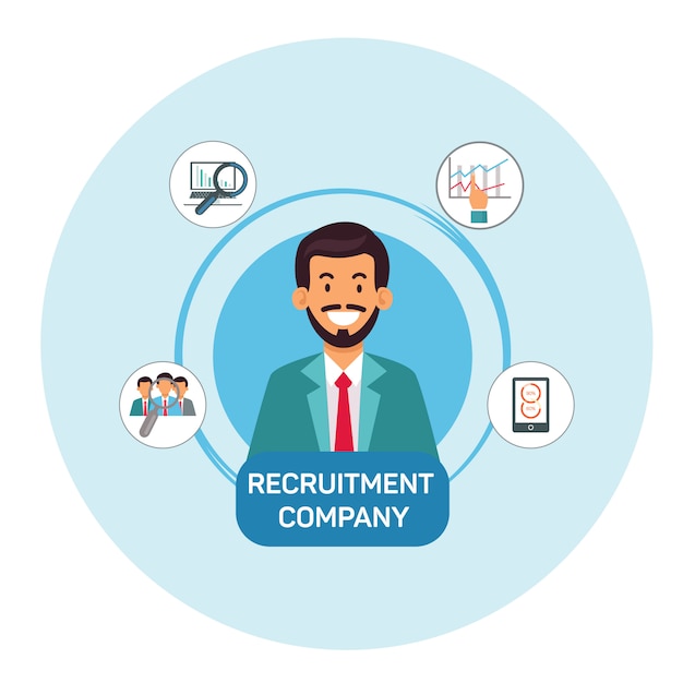 Vector recruitment company flat cartoon