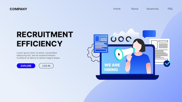 Vector recruitment efficiency illustration landing page concept