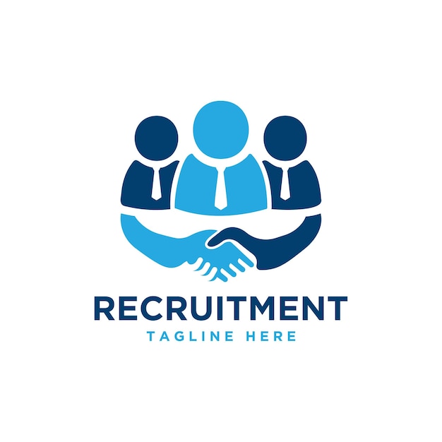 Vector recruitment hire creatief logo ontwerp vector sjabloon mensen handshake