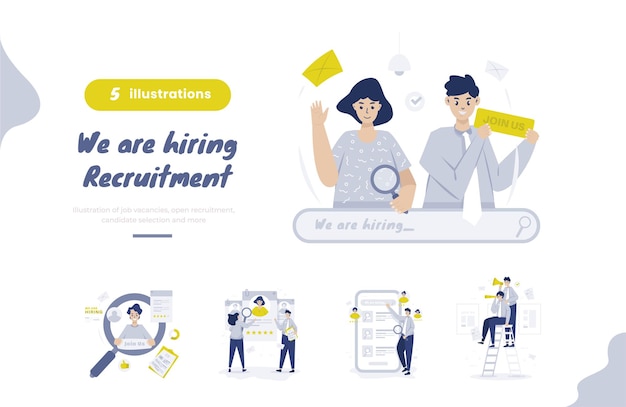 Recruitment hiring join our team career illustration bundle pack