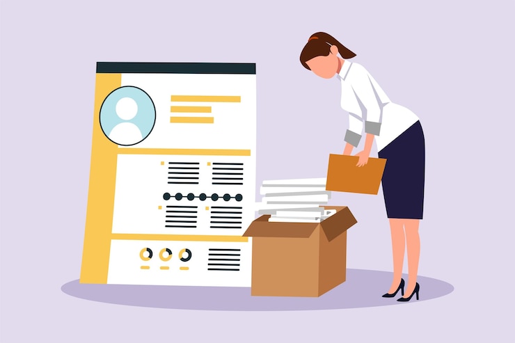 Vector recruitment or hiring process concept colored flat vector illustration isolated