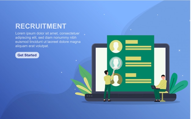 Recruitment landing page template. flat design concept of web page design for website.