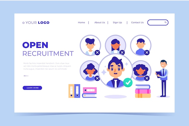 Vector recruitment landing page template