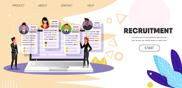 Vector recruitment. online job search. web, landing page