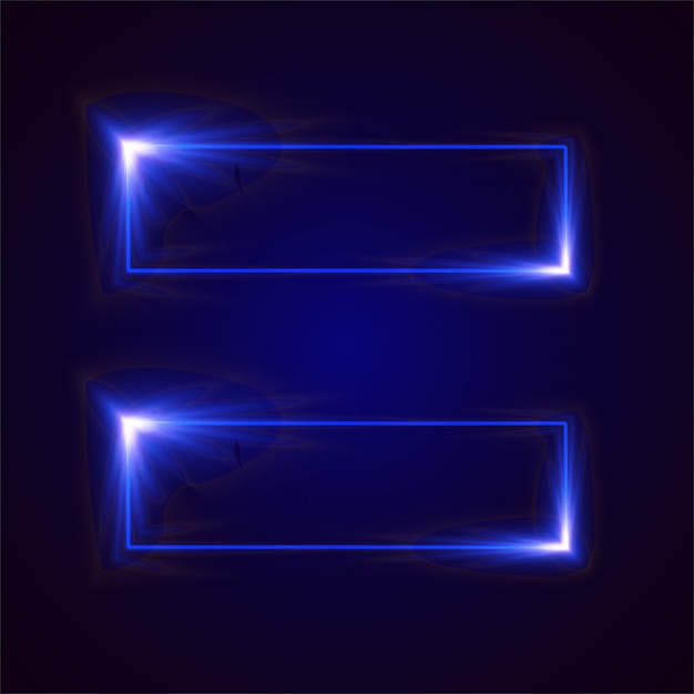 Rectangle blue light vector banner.