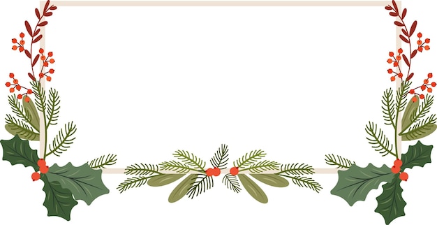 Vector rectangle christmas frame wreath