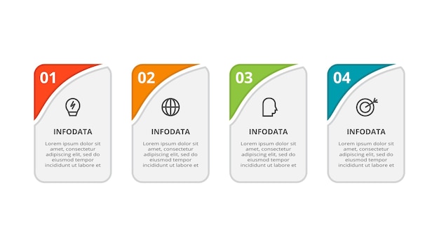 Rectangle concept for infographic with 4 steps options parts or processes Business data visualization