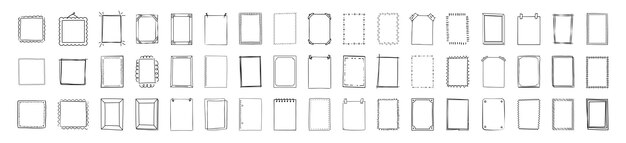 Rectangle frame line Scribble pencil square text box Doodle highlighting design elements