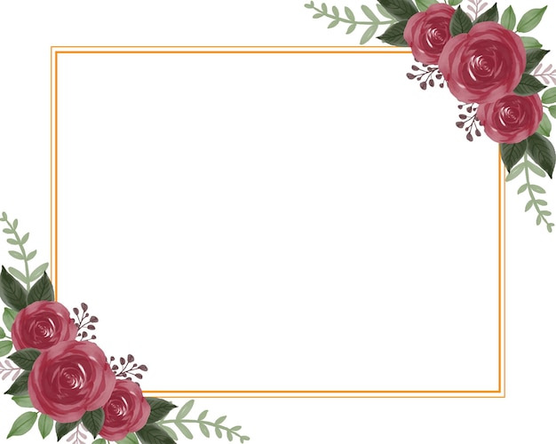 Vector rectangle frame with beautiful red roses bouquet