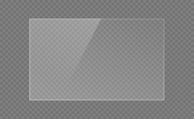長方形のガラス プレート ミラー窓ガラス プレートまたは透明な背景に分離されたバナー画像またはミラーの光の効果