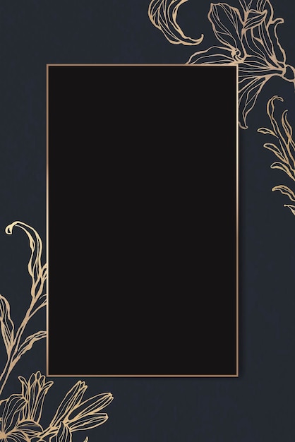 Vector rectangle gold frame with floral outline vector