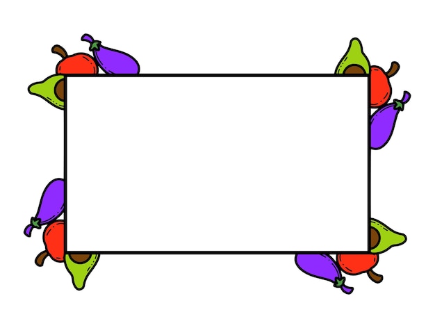 Vector rectangle invitation border with fruits frame