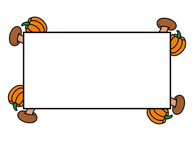 カボチャとキノコのフレームを持つ長方形の招待枠