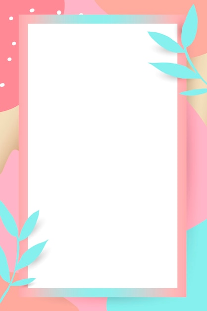 Vector rectangle leafy memphis frame vector