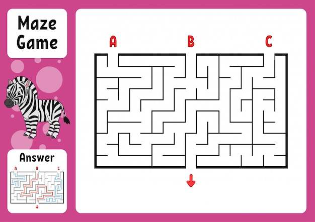 Rectangle maze. game for kids.