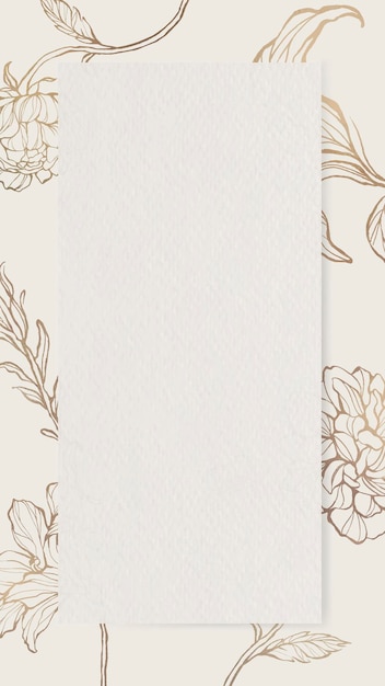 Vector rectangle paper on floral outline background mobile phone wallpaper vector