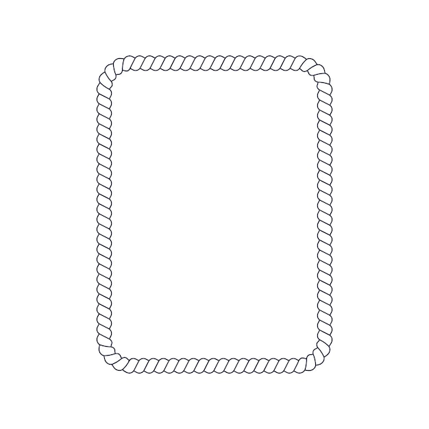 Rectangle rope frame in retro yacht style Nautical design element for print and decoration